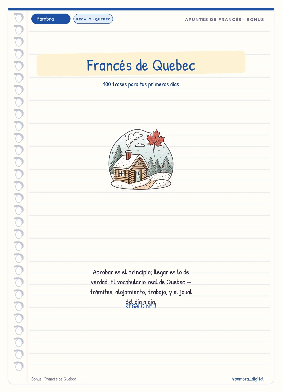 Mini-portada del bonus: Francés Real de Quebec: 100 frases para tus primeros días